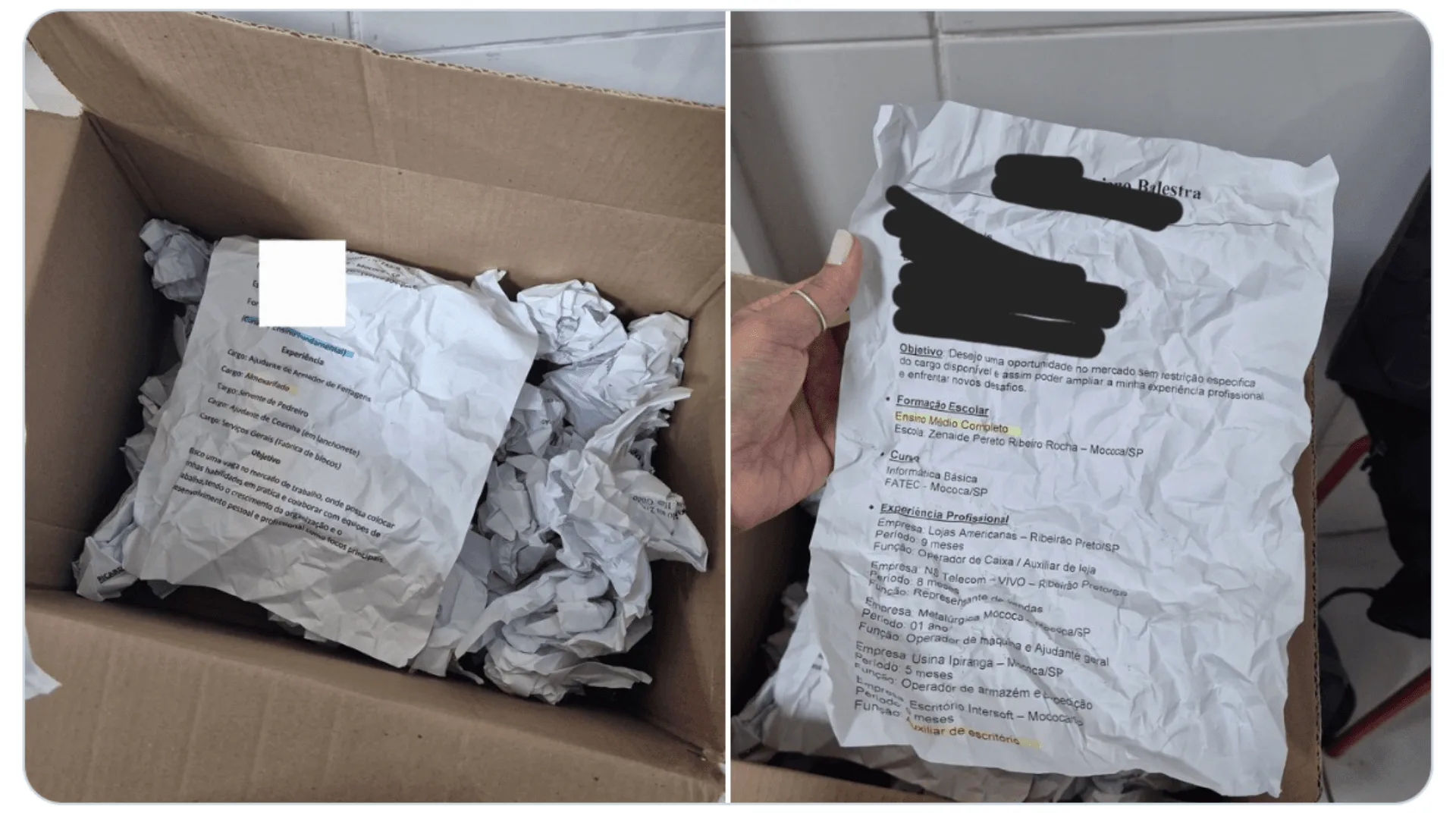 Vazamento de Dados: Currículos Expostos em Encomenda do Mercado Livre