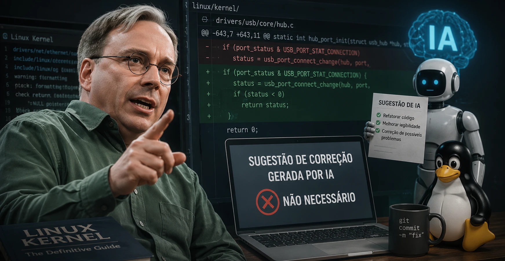 Linus Torvalds manda recado direto sobre IA no coração do Linux