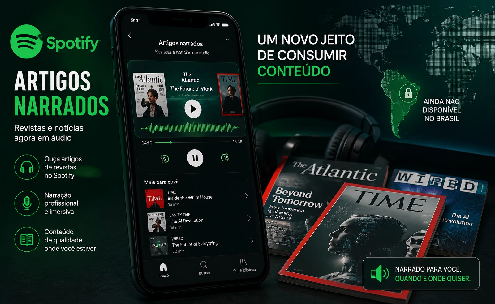 Spotify quer mudar a leitura com artigos de revistas narrados em áudio
