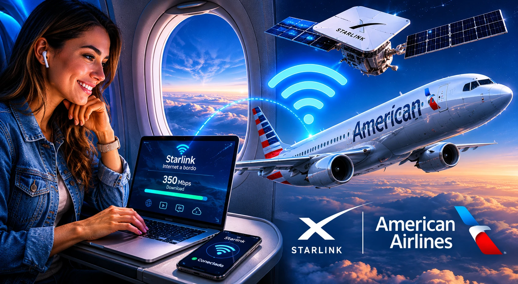 Starlink amplia presença nos céus com Wi-Fi em voos da American Airlines