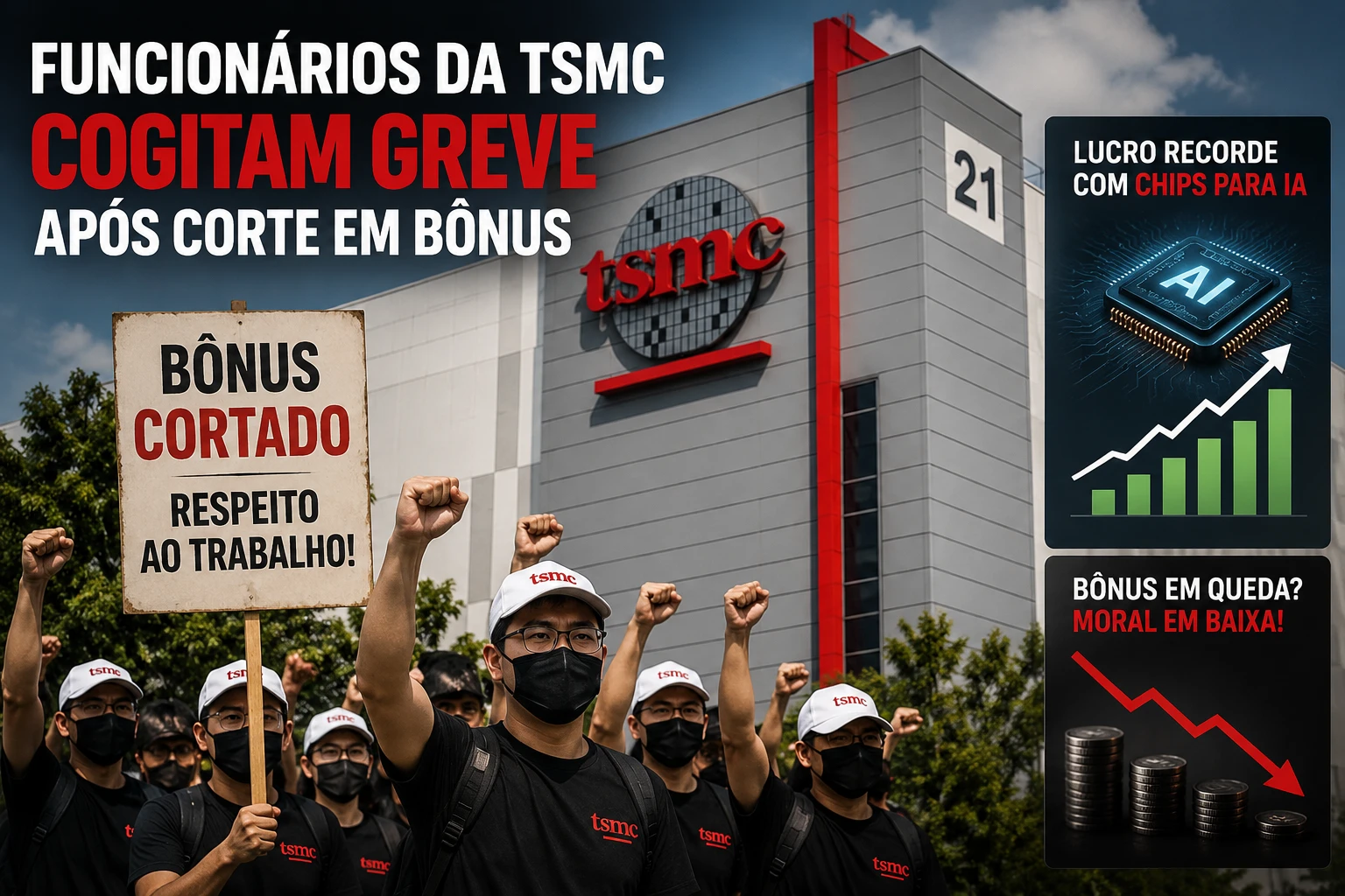 Corte em bônus para investir em IA acende revolta entre funcionários da TSMC