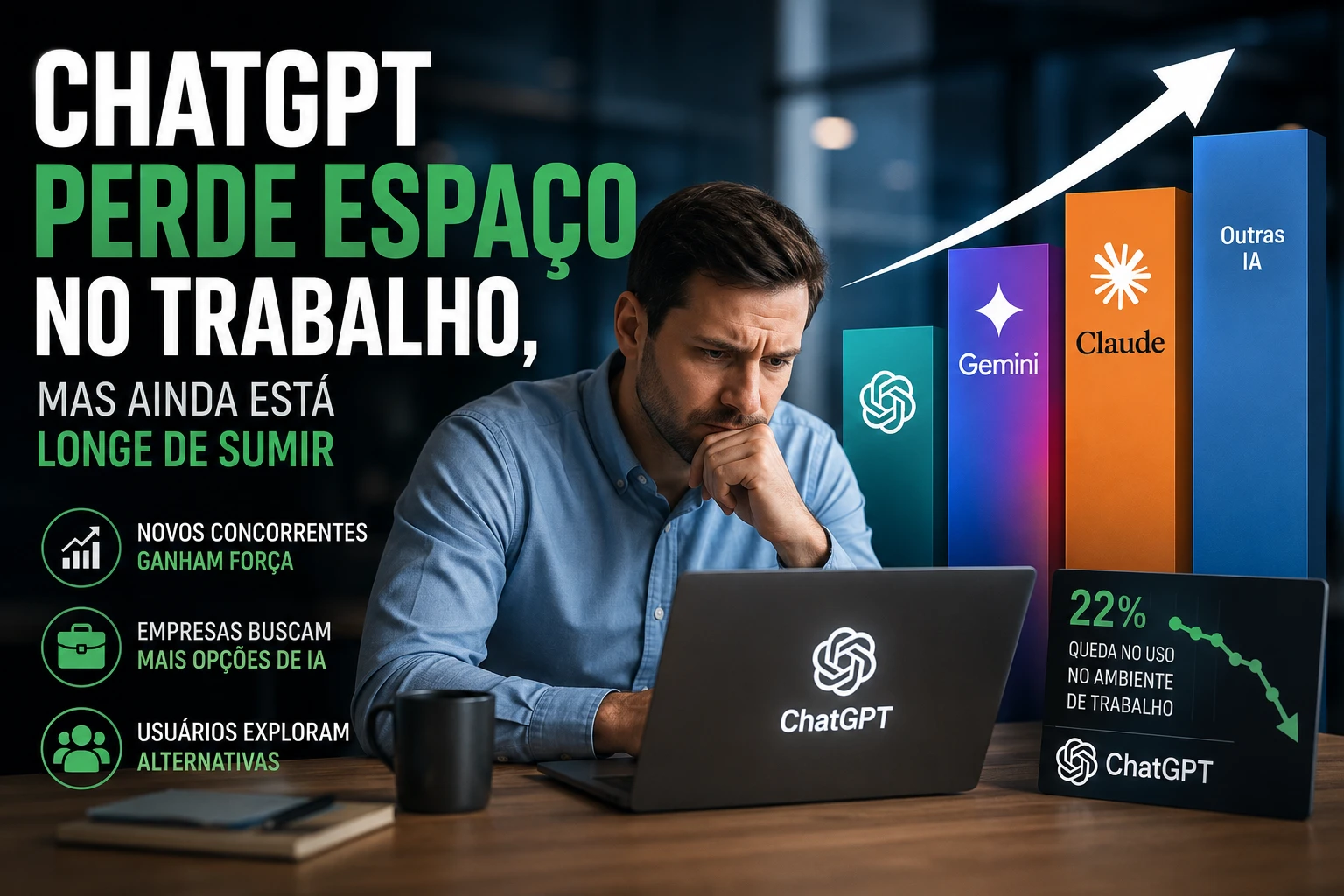 Gemini e Claude avançam nas empresas e pressionam domínio do ChatGPT