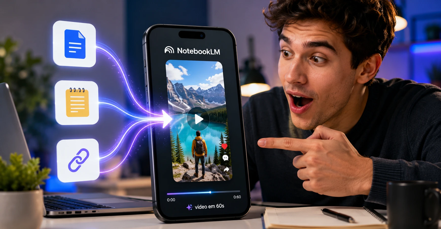 NotebookLM agora transforma resumos em vídeos curtos no estilo TikTok