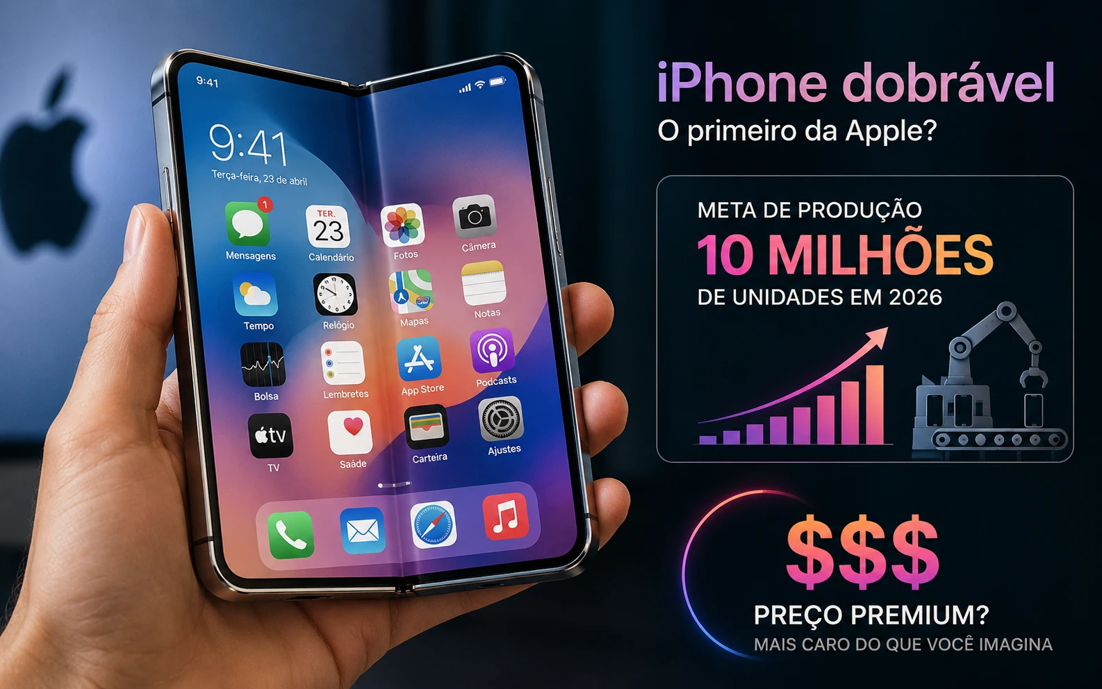 Apple mira 10 milhões de iPhones dobráveis e vazamento expõe aposta ousada