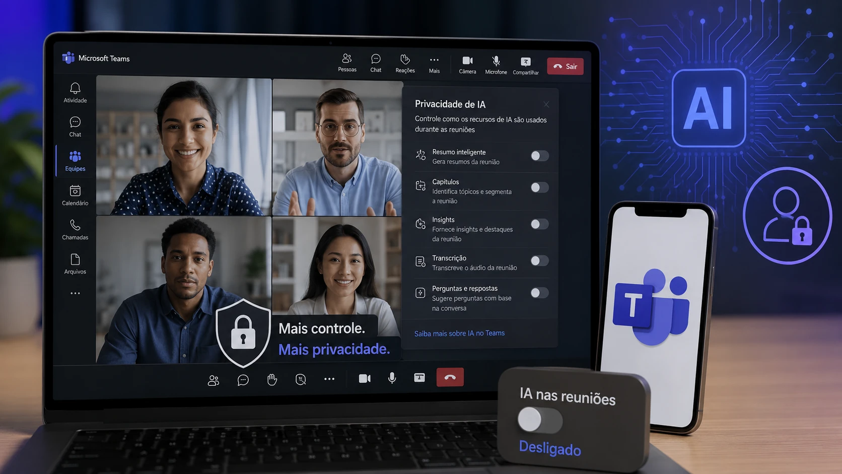 Microsoft Teams ganhará controles para desligar recursos de IA nas reuniões