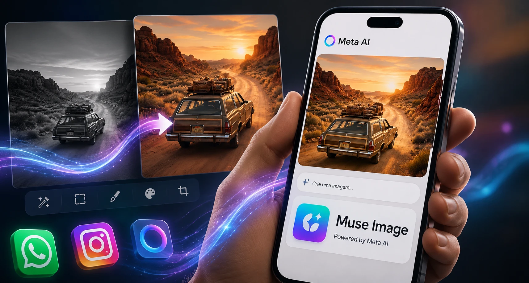 Muse Image chega à Meta AI para criação de imagens no WhatsApp e Instagram