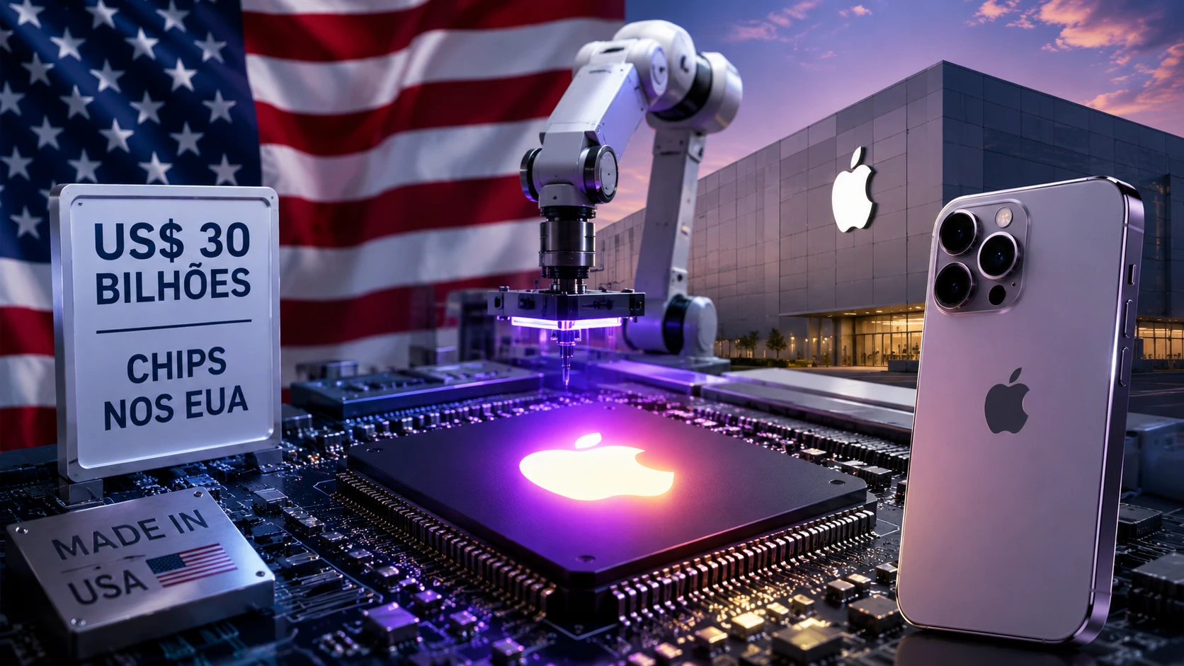 Apple fecha acordo bilionário com a Broadcom para produzir chips nos EUA