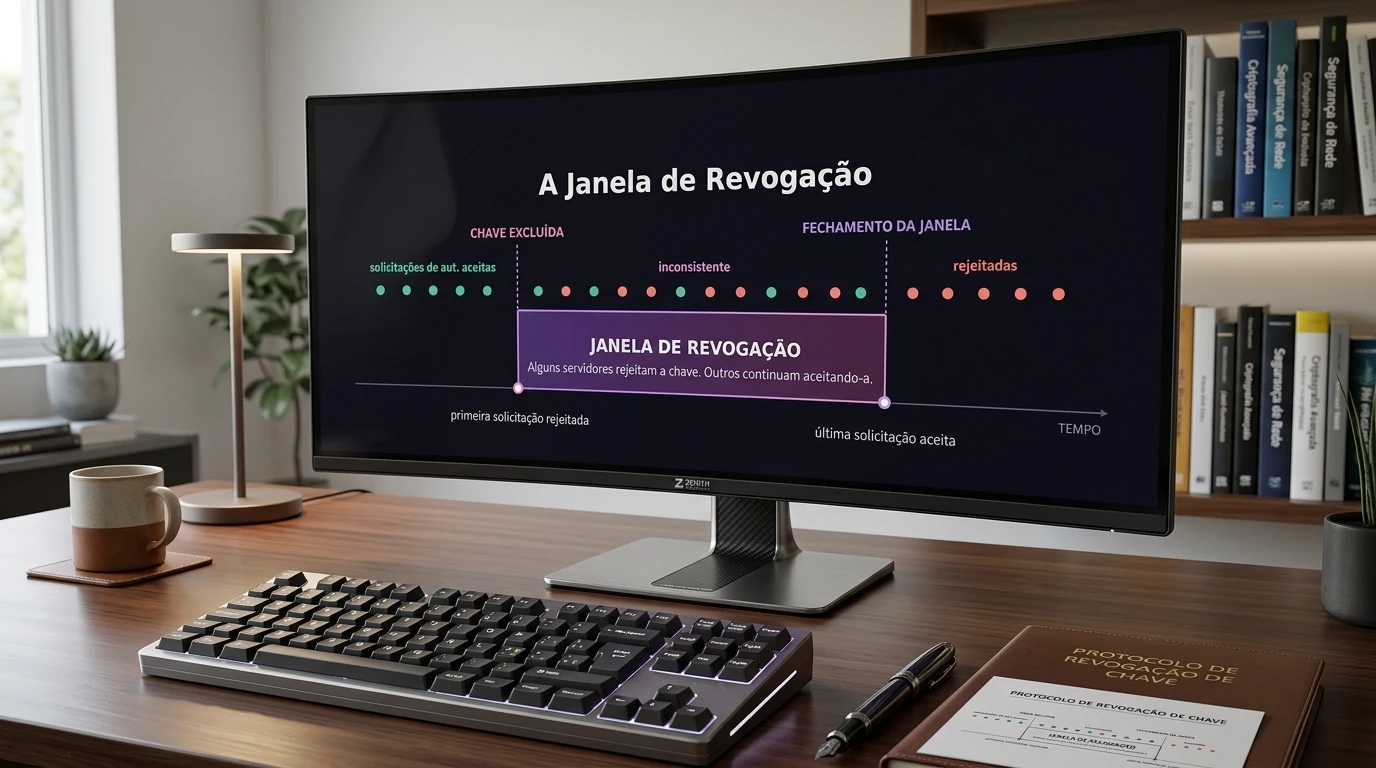 Tela mostra alerta sobre janela de revogação em chaves de API do Google Cloud após exclusão.